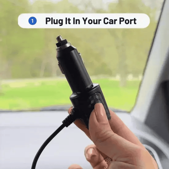 Plug the display screen to the cigarette lighter port